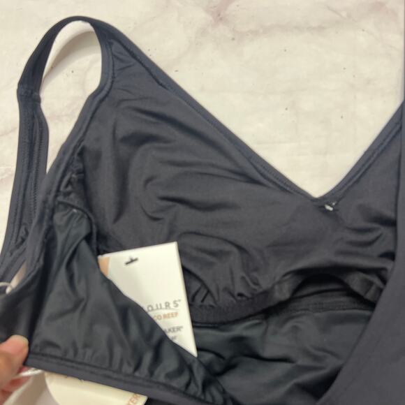 Coco Reef Contours Slimming Stellar Shirred Side Tie One Piece Size 10 34C Black - Picture 5 of 6